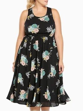 Torrid Floral Print Georgette Midi Dress